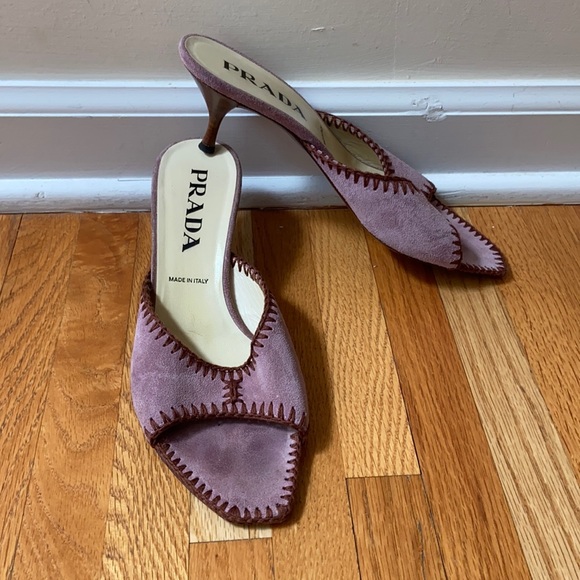 Prada Shoes - Prada Vintage Purple Suede Kitten Heels Size 7